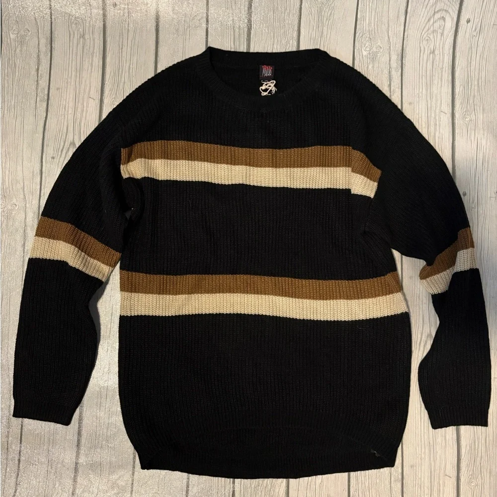 Classic Women's Crewneck Sweater in Black, Brown, and Cream